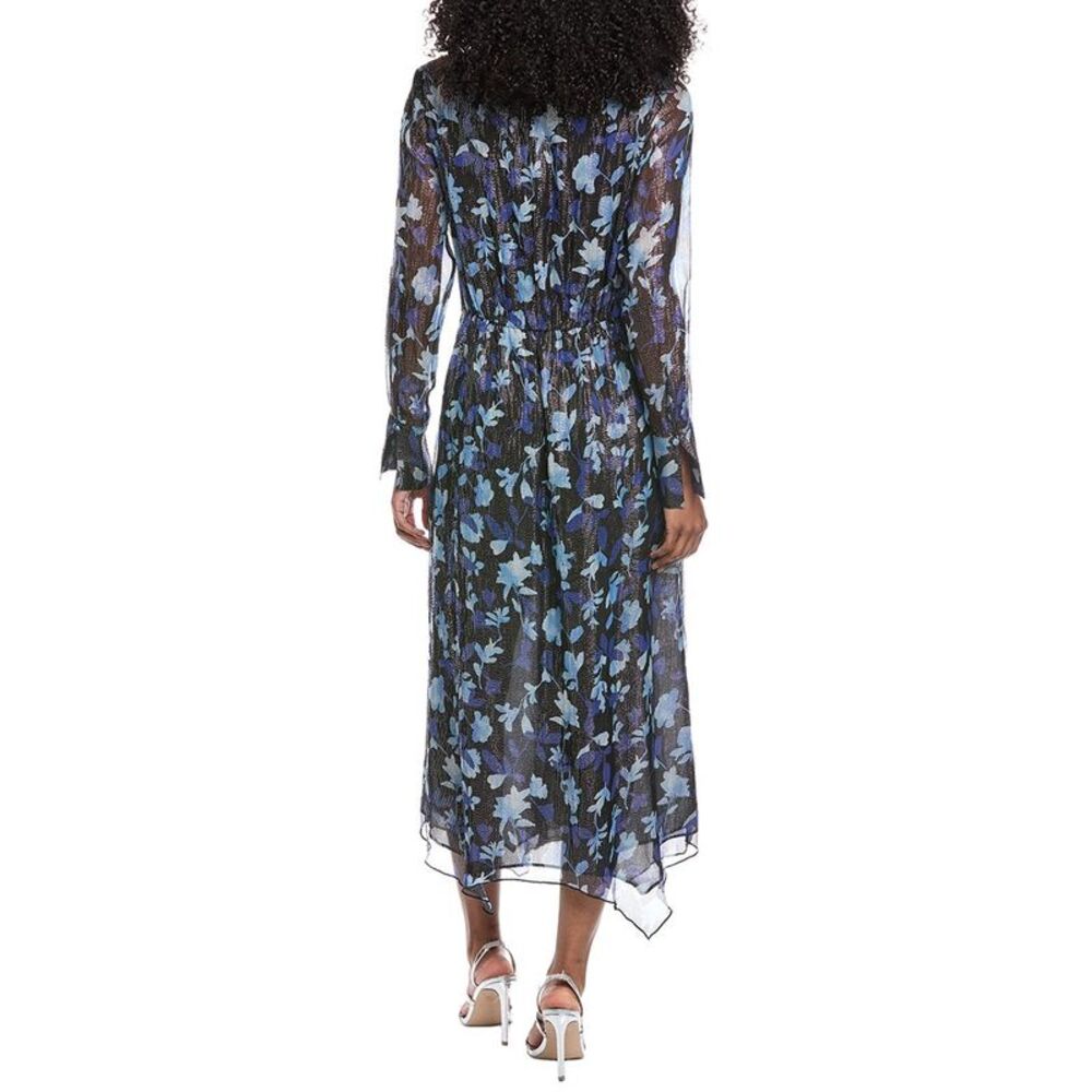 Ramy Brook Womens Tatia Silk-Blend Midi Dress, Blue - Picture 2 of 3